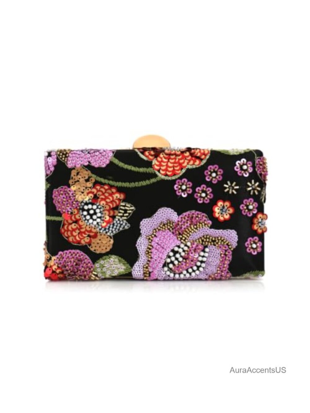 Embroidered Sequin Clutch Purse for Women Elegant Floral Beaded Evening Bag